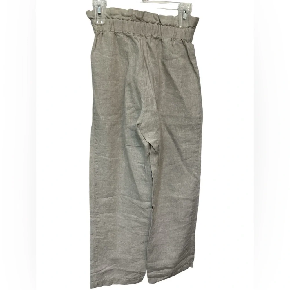 Reformation 100% Linen Pants Women’s Sz 0 Beige Elastic Waist Straight Leg NWOT